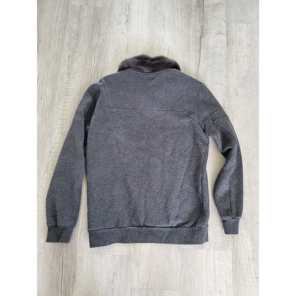 Zara Mens M Sweater Pullover sweatshirt Quarter zip Fleece Neck faux fur - Picture 3 of 8